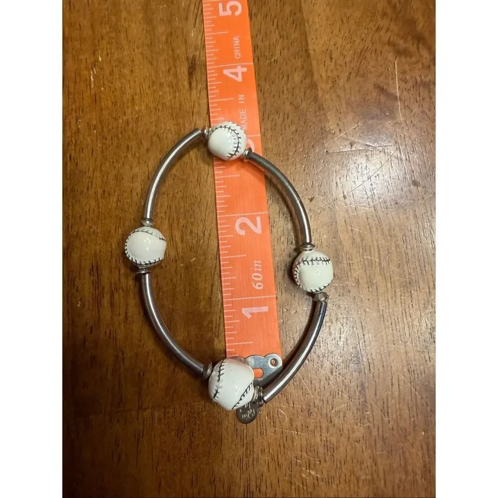 Cookie Lee Silver Tone Baseball Bracelet (7446)